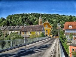 bridge in village at mountain, austria