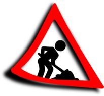 cartoon traffic sign, area under construction