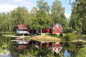 beautiful view home reflection water lake
