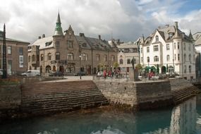 picturesque embankment of old city, norway, Ã¥lesund