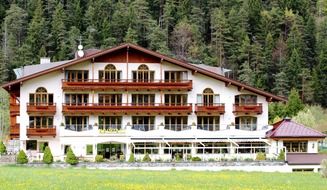 hotel facade, austria, tyrol, pertisau