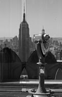 city skyline, skyscraper, manhattan, black and white