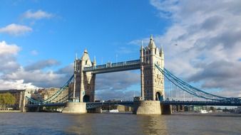 tower bridge view from thames river, uk, london