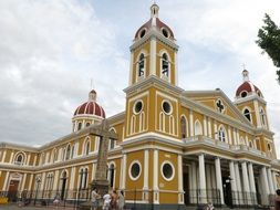 neoclassical Catholic Our Lady of the Assumption Cathedral at cloudy day, nicaragua, granada