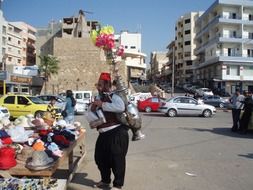 street vendor on market in town, syria, baniyas