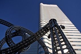 modern twisted steel construction at Queen's Tower A skyscraper, japan, yokohama