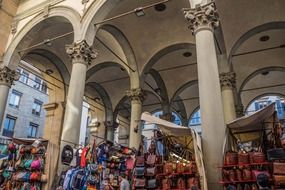 Market in a historic building in Florence