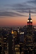 View of the night new york at sunset