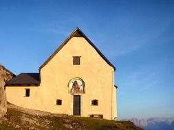 small chapel on mountain at sky, austria, bad bleiburg