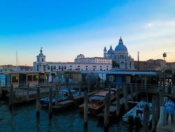 Santa Maria della Salute, Roman Catholic church and minor basilica at evening sky, italy, venice