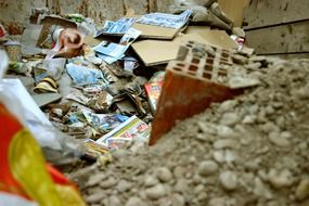 trash in abandoned building