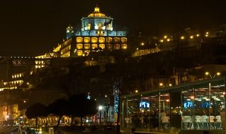 brautiful old city at night, portugal, oporto