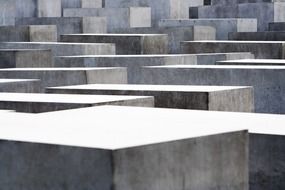 grey concrete slabs of holocaust memorial, germany, berlin