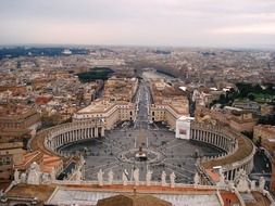 St. Peter's Square at Vatican City top view, italy, roma