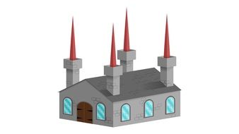 cartoon medieval castle with spires