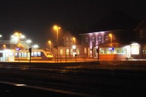 train station at night, germany, bramsche