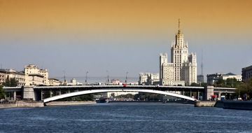 Bolshoy Ustinsky Bridge across moskva river at summer, russia, moscow