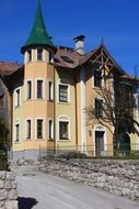 yellow facade of the villa