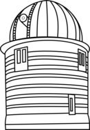 observatory building, black and white outline on white background