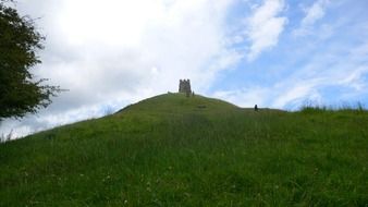 distant view of glastonbury tower