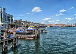 tugs at scenic harbor, netherlands, scheveningen