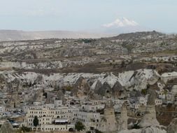 old town among Fairy Chimneys rock formations, turkey, cappadocia, göreme