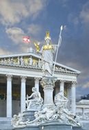 Pallas Athena statue in front of parliament building, austria, vienna