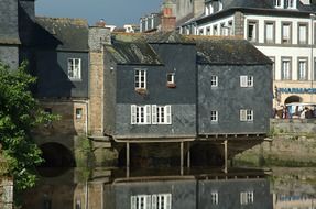 picturesqoue old buildings at water, france, bretagne