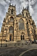 medieval york minsterat cloudy sky, uk, england