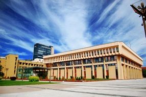 parliament building on square at summer, lithuania, vilnius