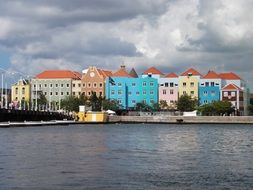 colorful buildings on waterfront, netherlands antilles, curacao, willemstad