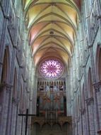 interior of gothic notre dame cathedral, france, amiens