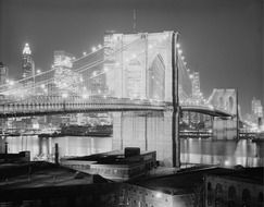 Old brooklyn bridge night view