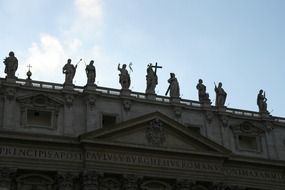 stone sculptures of the facade of St. Peter in the Vatican