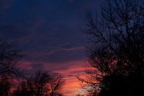 bright sunset colors in sky, usa, oklahoma, midwest city