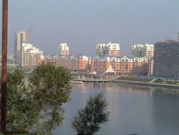 modern apartment buildings at water, china, fengcheng