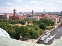 roof view of old city landmarks, germany, berlin