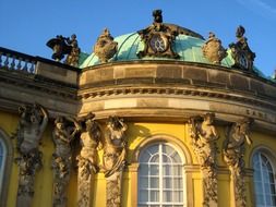 facade of sanssouci palace, detail, germany, potsdam