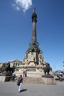 side view of columbus monument, spain, barcelona