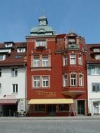 old building with bay windows and dome, germany, allgäu