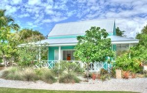 house tropical garden sky clouds view