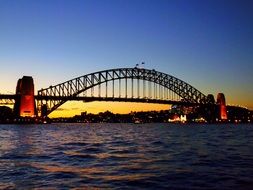 harbour bridge at sunset, australia, sydney