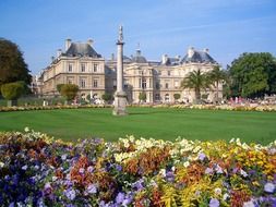 colorful flower bed in jardin du luxembourg, france, paris