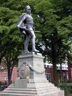 statue of Statue of Ferdinand von Schill with sword, germany, stralsund