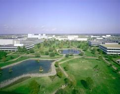 aerial view of johnson space center at summer, usa, texas, houston