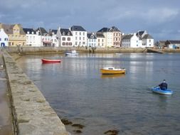 boats at waterfront of old town, france, l'Ã®le de sein