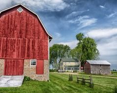 farm buildings in countryside at summer, usa, wisconsin