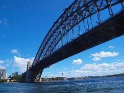 low angle view of harbor bridge at sky, australia, sydney