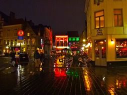 night lighting city streets in Burgas