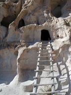 ladder to cliff dwelling, usa, new mexico, bandelier national monument